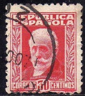 ESPAÑA 1932 669 Sello º Personajes Pablo Iglesias Republica Española 30c