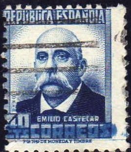 ESPAÑA 1932 670 Sello Personajes Emilo Castelar 40c Usado Republica Española Espana Spain Espagne Sp