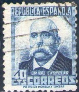 ESPAÑA 1932 670 Sello º Personajes Emilo Castelar 40c Republica Española