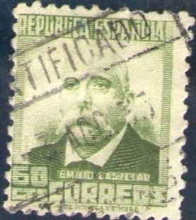 ESPAÑA 1932 672 Sello Personajes Emilio Castelar 60c Usado Republica Española Espana Spain Espagne