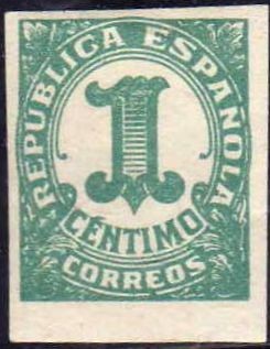ESPAÑA 1933 677 Sello ** Cifras 1c sin dentar Republica Española