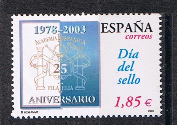 Edifil  3980  Día del sello. 25º Aniver. de la Academia Hispánica de Filatelia.  