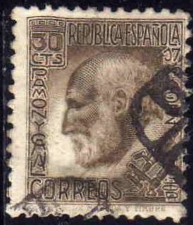 ESPAÑA 1934 680 Sello Personajes Ramon y Cajal 50c Usado Republica Española Espana Spain Espagne Spa