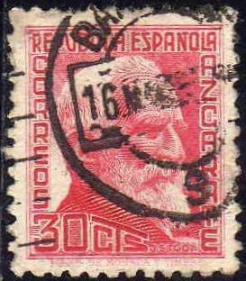 ESPAÑA 1935 686 Sello Personajes Gumersindo de Azcarate 30c Usado Republica Española Espana Spain 