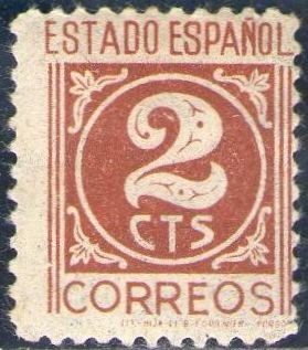ESPAÑA 1938 815 Sello Nuevo Cifras 2c Espana Spain Espagne Spagna Spanje Spanien