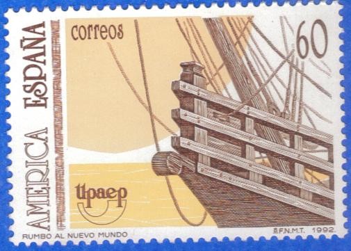 ESPANA 1992 (E3223) America UAPEP V Descubrimiento de America - castillo de popa de la nao Sta Maria