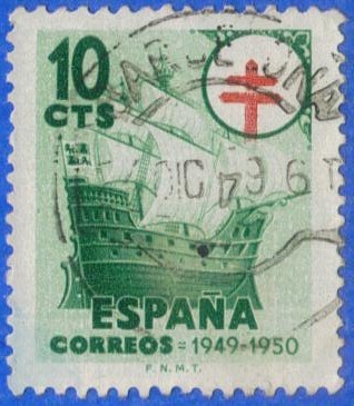 ESPAÑA 1949 (E1066) Pro Tuberculosos 10c 2 INTERCAMBIO