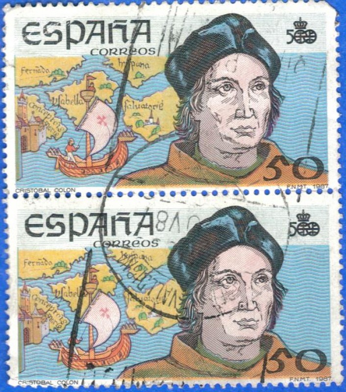 ESPAÑA 1987 (E2923) V Centenario delDescubrimiento de America 50p 2