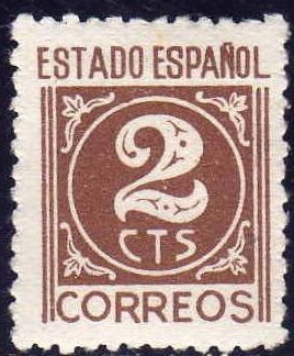 ESPAÑA 1940 915 Sello ** Cifras 2c Estado Español