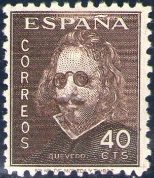 ESPAÑA 1945 989 Sello Nuevo III Centenario de la muerte de Francisco de Quevedo Retrato 40c
