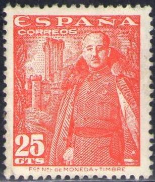 ESPAÑA 1948 1024 Sello ** General Franco y Castillo de la Mota 25c