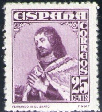 ESPAÑA 1948 1033 Sello Nuevo Personajes Fernando III El Santo 25c Espana Spain Espagne Spagna Spanje