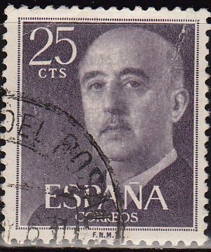 ESPAÑA 1955 1146 Sello General Franco 25cts Usado Espana Spain Espagne Spagna Spanje Spanien 