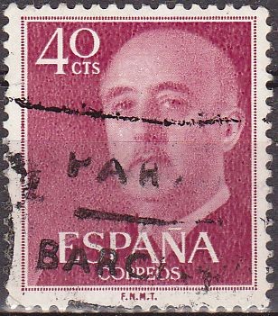 ESPAÑA 1955 1148 Sello General Franco 40cts Usado Espana Spain Espagne Spagna Spanje Spanien 