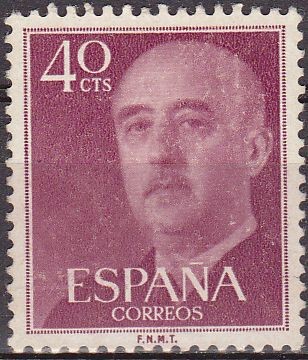 ESPAÑA 1955 1148 Sello Nuevo General Franco 40cts sin goma Espana Spain Espagne Spagna Spanje Spanie