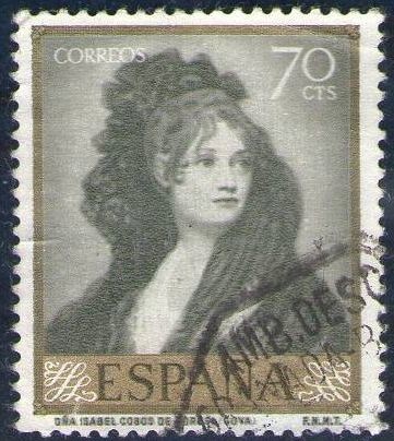 ESPAÑA 1958 1214 Sello Pintor Francisco de Goya y Lucientes Doña Isabel Cobos de Porcel usado Espana