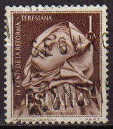 ESPAÑA 1962 1429 Sello IV Cent. Reforma Teresiana Escultura de Bernini Santa Teresa de Avila usado