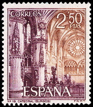 ESPAÑA 1965 1649 Sello Nuevo II Serie Turística Catedral de Burgos