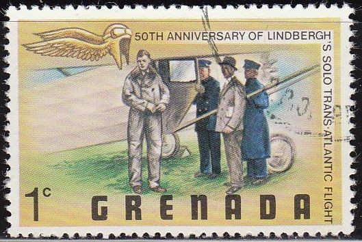 Grenada 1978 Scott 835 Sello Aniversario Zeppelin Vuelo Charles Lindbergh y el Espiritu de St. Louis