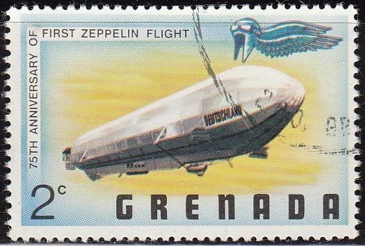 Grenada 1978 Scott 836 Sello Aniversario Zeppelin Vuelo Charles Lindbergh Globo Deutschland 2c