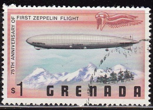 Grenada 1978 Scott 839 Sello Aniversario Zeppelin Vuelo Charles Lindbergh volando sobre Los Alpes 1$