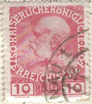 AUSTRIA 1908 (m144v) Franz Joseph (1830-1916) 10h