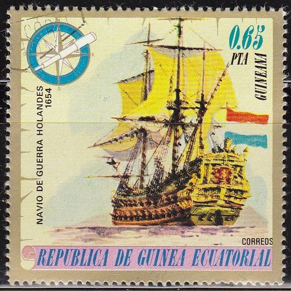 Guinea Ecuatorial 1976 75167 Sello Barco Navio de Guerra Holandes 1654 0,65pts