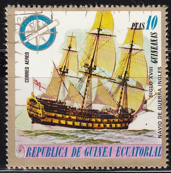 Guinea Ecuatorial 1976 75173 Sello Barco Navio de Guerra Ingles S.XVIII Correo Aereo 10pts