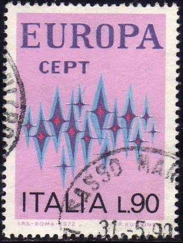 Italia 1972 Scott 1066 Sello Serie Europa usado 900 Liras