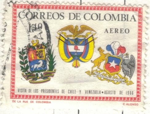 COLOMBIA 1966 AEREO Visita de los Presidentes de Chile y Venezuela