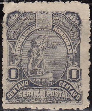 Honduras 1892 Scott 65 Sello Colon Avistamiento de Tierra Hondureña 1c 