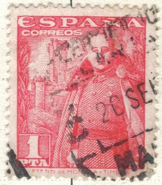 ESPANA 1948 (E1032) General Franco y Castillo de la Mota 1p
