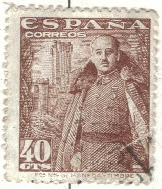 ESPANA 1948 (E1027) General Franco y Castillo de la Mota 40c
