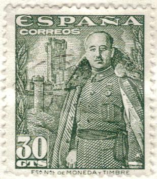 ESPANA 1954 (E1025) General Franco y Castillo de la Mota 30c 2