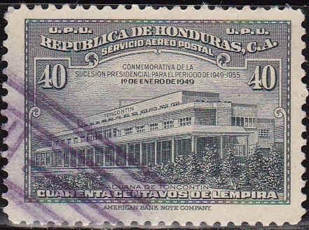 Honduras 1949 Scott C177 Sello Aduana de Toncontin Conmemorativa de la Sucesión Presidencial para el