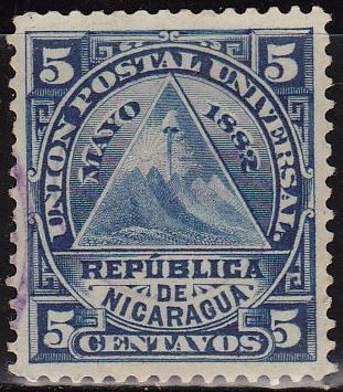 Nicaragua 1890 Scott 42 Sello Escudo de Armas usado 5c 