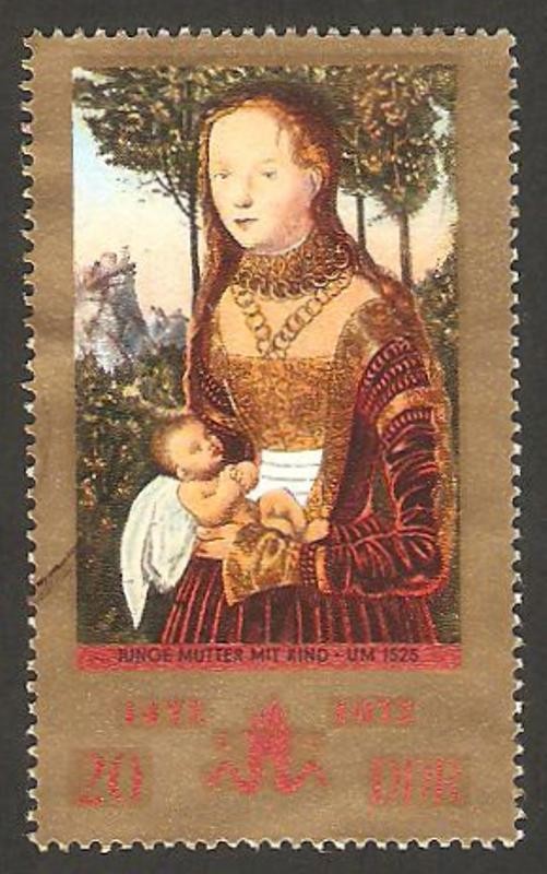 cuadro de lucas cranach, joven madre y niño