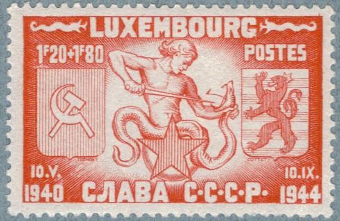 LUXEMBURGO 1945 (M344) Symbole fur die vier alliierten Grossmachte 1.20f