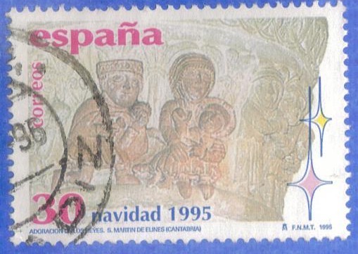 1995 ESPANA (E3402) Navidad - Adoracion de los Reyes Capitel de S M de Elines Cantabria 30p 2 INT 