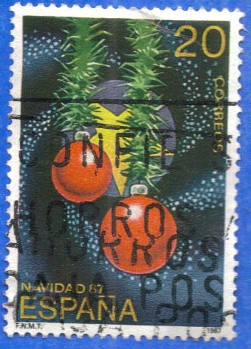 1987 ESPANA (E2925) Navidad con los colores de Espana y Europa 20p