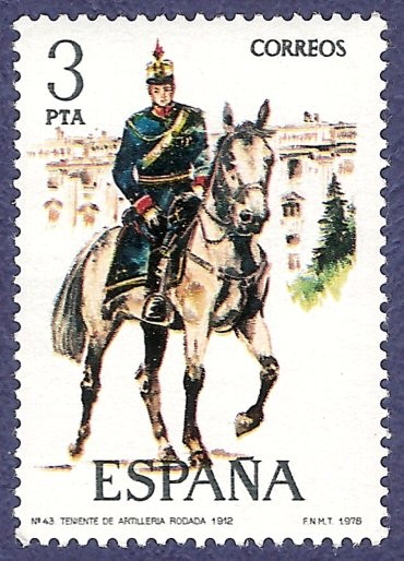 Edifil 2453 Teniente de artillería rodada 3 NUEVO