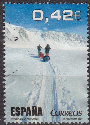 ESPAÑA 2007 4345c Sello Deportes Al Filo de Lo Imposible Travesía en la Antartida usado 