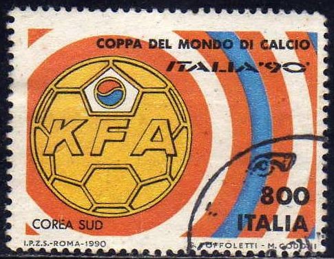 Italia 1990 Scott 1801e Sello Campeonato Mundial de Futbol Corea del Sur usado 