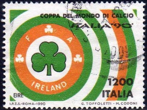 Italia 1990 Scott 1802e Sello Campeonato Mundial de Futbol Irlanda Eire usado 