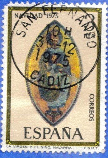 1975 ESPANA (E2300) Navidad - La Virgen y el Nino en el Retablo del Santuario de San Miguel en Navar