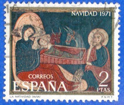 1971 ESPANA (E2061) Navidad - Fragmento del altar de Avia 2p 5