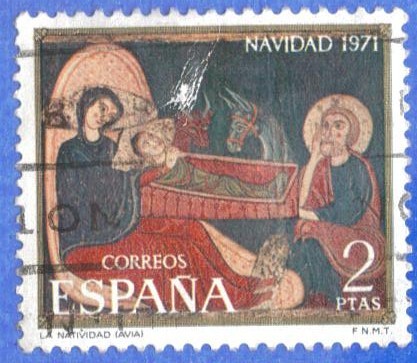 1971 ESPANA (E2061) Navidad - Fragmento del altar de Avia 2p 3 INT