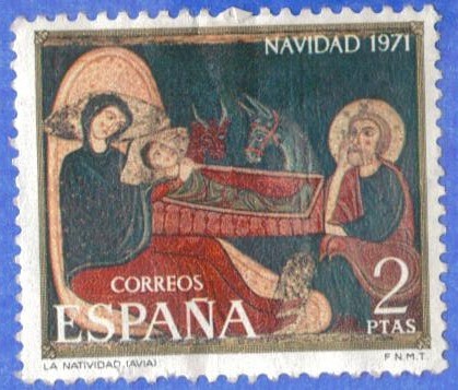 1971 ESPANA (E2061) Navidad - Fragmento del altar de Avia 2p 1