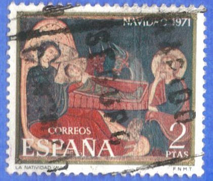 1971 ESPANA (E2061) Navidad - Fragmento del altar de Avia 2p2 INT