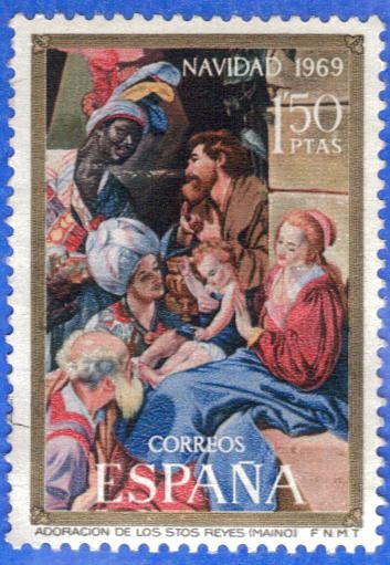 1969 ESPANA (E1944) Navidad - Adoracion de los Reyes Magos 1.5p 4
